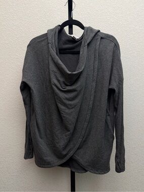 Athleta Dark Charcoal Draped Cowl Neck Hooded Sweater